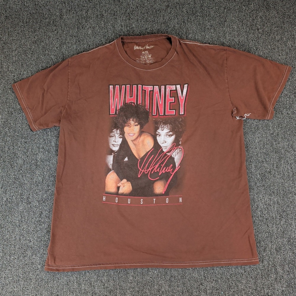 Whitney Houston Retro Graphic Tee Women XL Brown Cotton Short Sleeve T-Shirt — photo 2